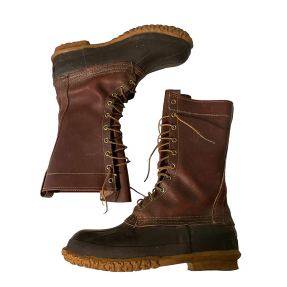 L.L. Bean Vintage 10 Eyelet Lace Up Leather Hunting Duck Boots Size 9 Men's - Picture 6 of 13